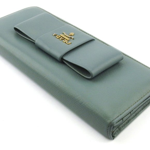PRADA Purse Wallet ribbon Safi Arno leather Authentic uesd